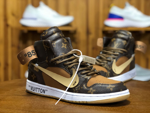 Off-Louis x Air Jordan 1 High Custom Brown Virgil Abloh